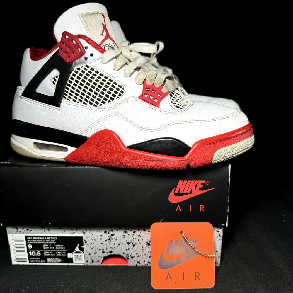 Size 9 - Nike Air Jordan 4 Retro OG Fire Red 2020 Men's Shoes